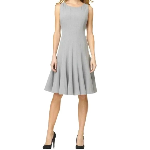 Calvin Klein Gray Trump Flare Dress Size 8 - Picture 1 of 5